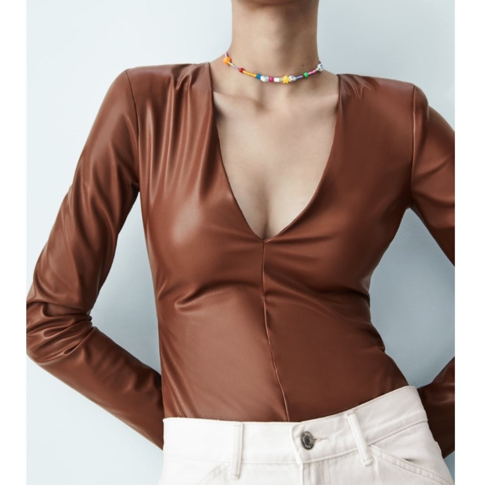 Zara faux leather bodysuit